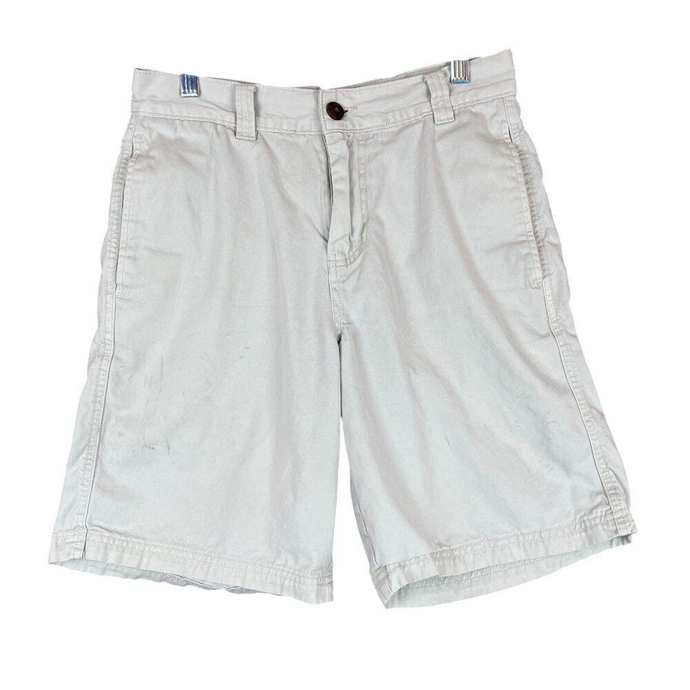 Magellan Outdoor Mens Shorts Khaki Beige Flat Front Bermuda 100% Cotton 29